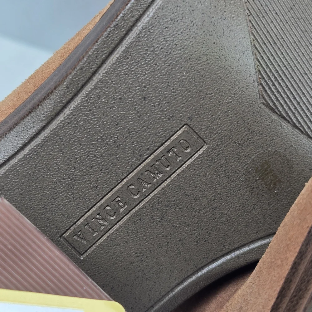 Vince Camuto Kaleeca Warm Caramel Suede Tall Riding Cowgirl Boots Size 5 - Picture 13 of 16